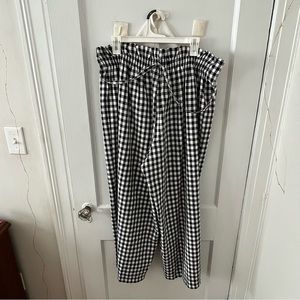 Gingham Plaid Paper-Bag Trousers